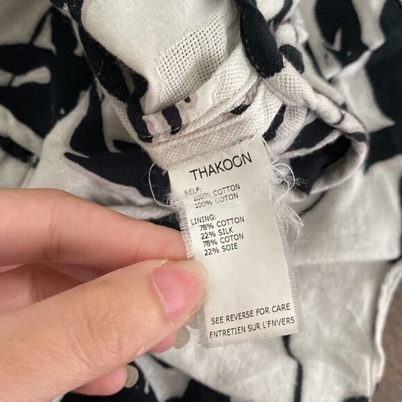 Thakoon White Black Cotton Gauze Floral Print Peplum Side Cutout Top Size 0 - Picture 4 of 11